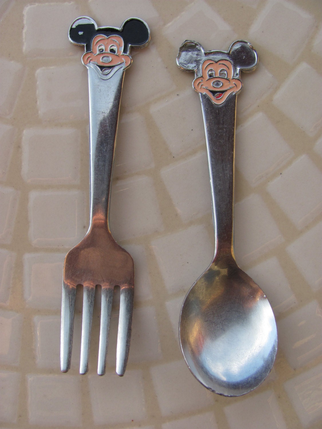 Vintage Mickey Mouse Baby Spoon and Fork Mickey by Vintage4157