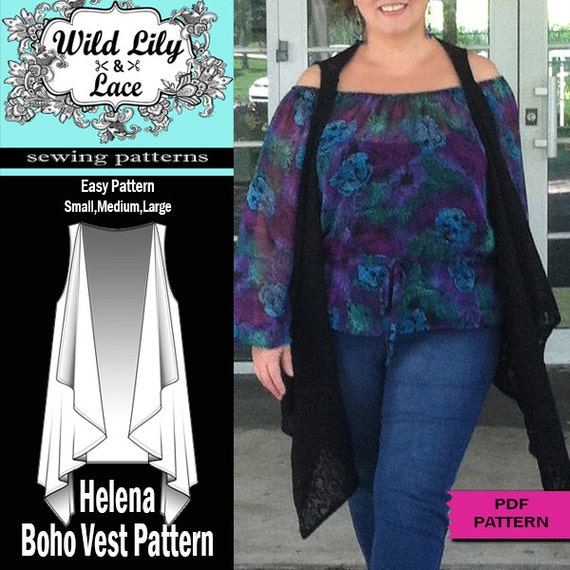 BOHO CHIC VEST Pdf sewing pattern easy sewing vest