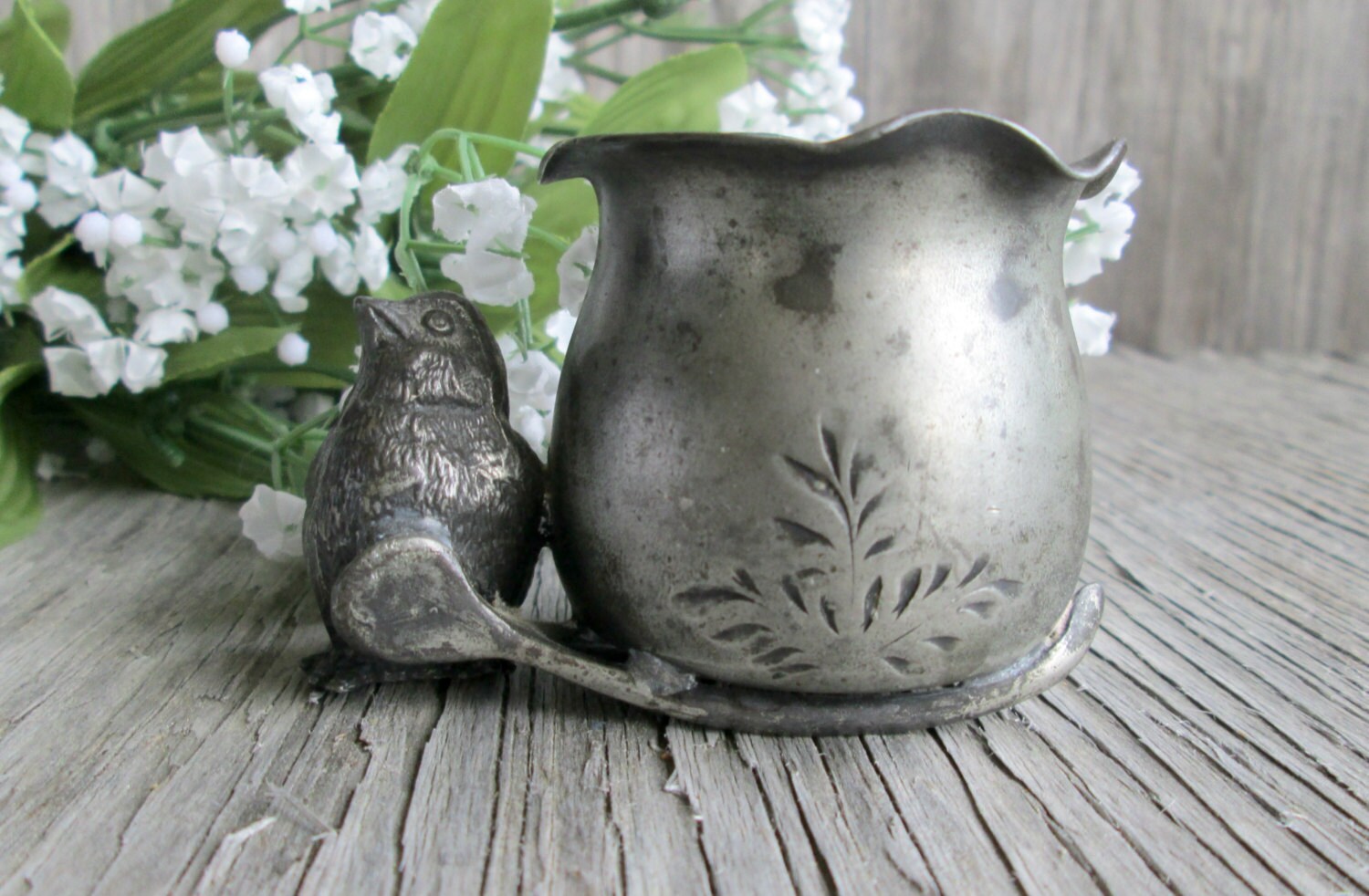 Vintage Silver Toothpick Holder Silver Bird Toothpick Cup