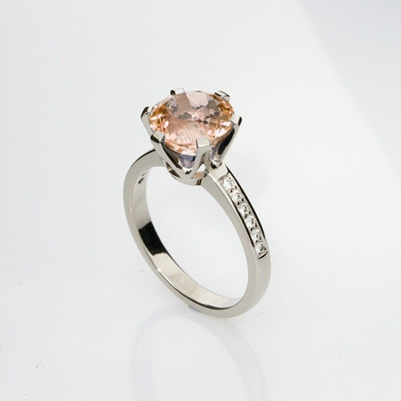 ... Engagement ring, Solitaire, Diamond engagement, nickel free, peach