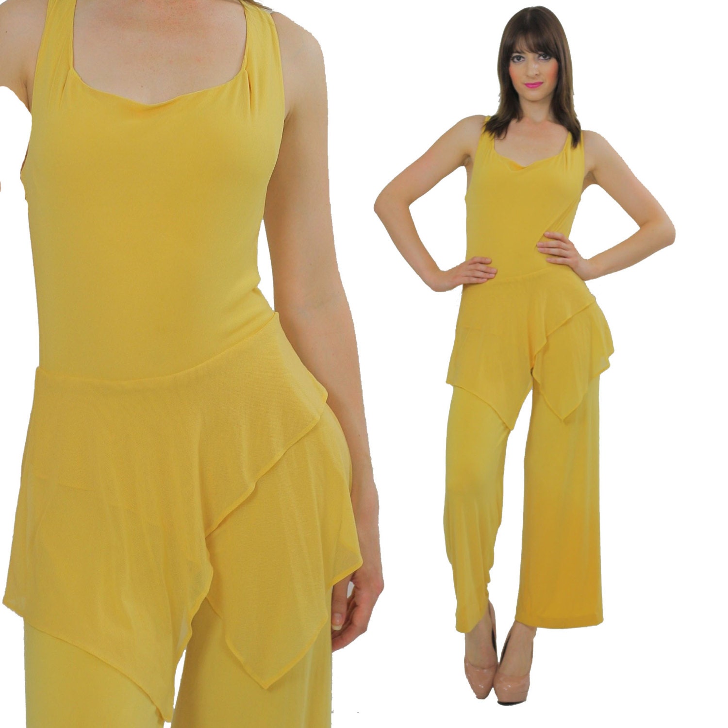 Vintage 70s disco jumpsuit Grecian draped by SHABBYBABEVINTAGE