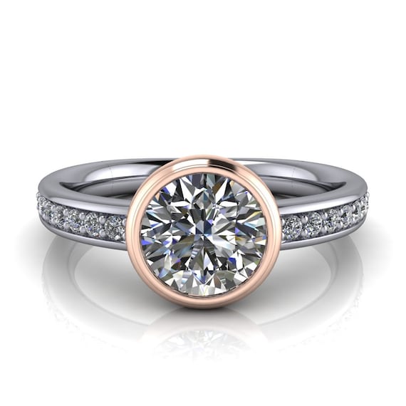 Bezel set engagement ring settings