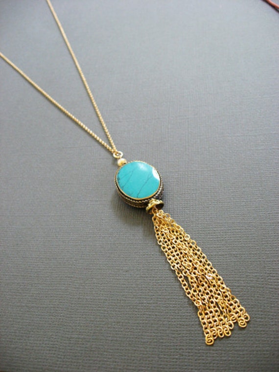 Tassel Pendant Long Gold Necklace Tassel Necklace Gold 5940