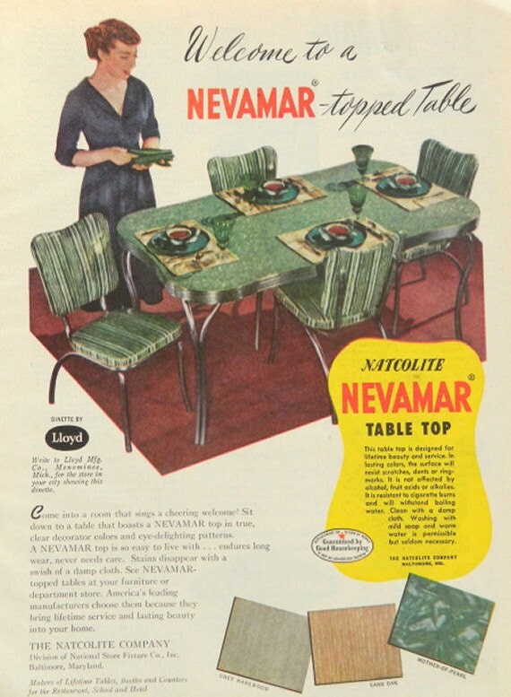 Green Kitchen Decor 1950s Dinette Set Ad