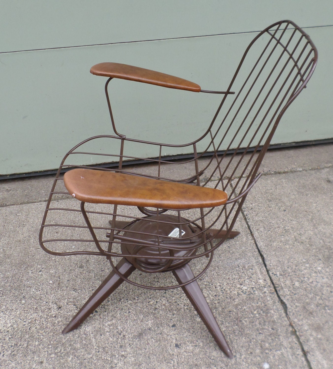 Vintage Mid Century Modern Eames Era Wire Chair Brown