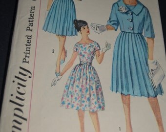 Vintage 60s Simplicity 3394 Junior and Misses One Piece Dress and Jacket Sewing Pattern - Size 11 Bust 31 1/2