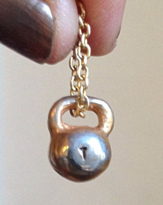 Kettlebell 14k Gold Custom layering necklace custom stamp