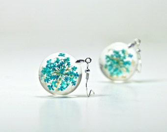 Real Flower Resin Earrings, Resin Real Flower Earrings, Pressed Flower Earrings, Pressed Flower Jewelry, Dried Flower Earrings Resin Jewelry