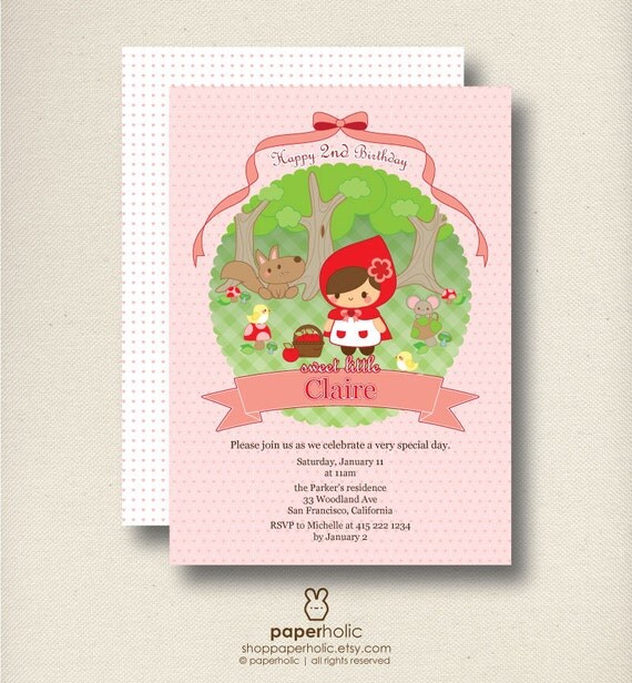 Red Riding Hood - Birthday Invitation - Customized Printable by Paperholic Il_570xn