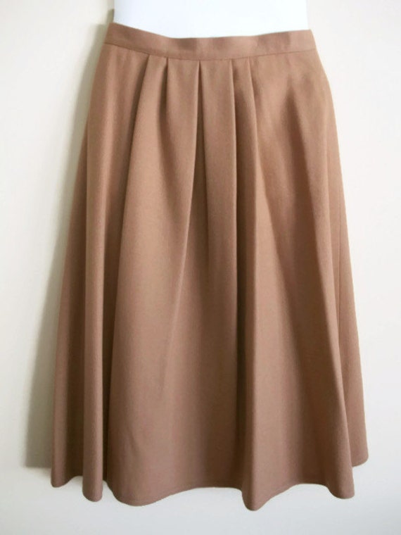 vintage long camel a-line wool maxi skirt tan/light