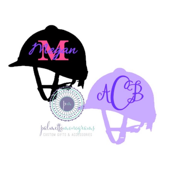 NEW Monogrammed Riding Helmet Decal TWO by PalmettoMonograms