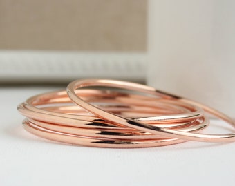 Rose Gold Bangles, Rose Gold Filled Bangles, Rose Gold Bracelet, Rose Gold Jewelry, Everyday Jewelry