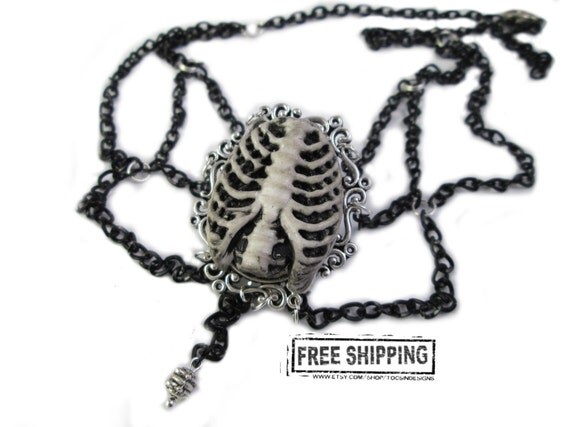 Gothic jewelry Ribcage necklace - gothic choker - anatomical jewelry - rib cage necklace gothic lolita gothic necklace rib bones deathrock