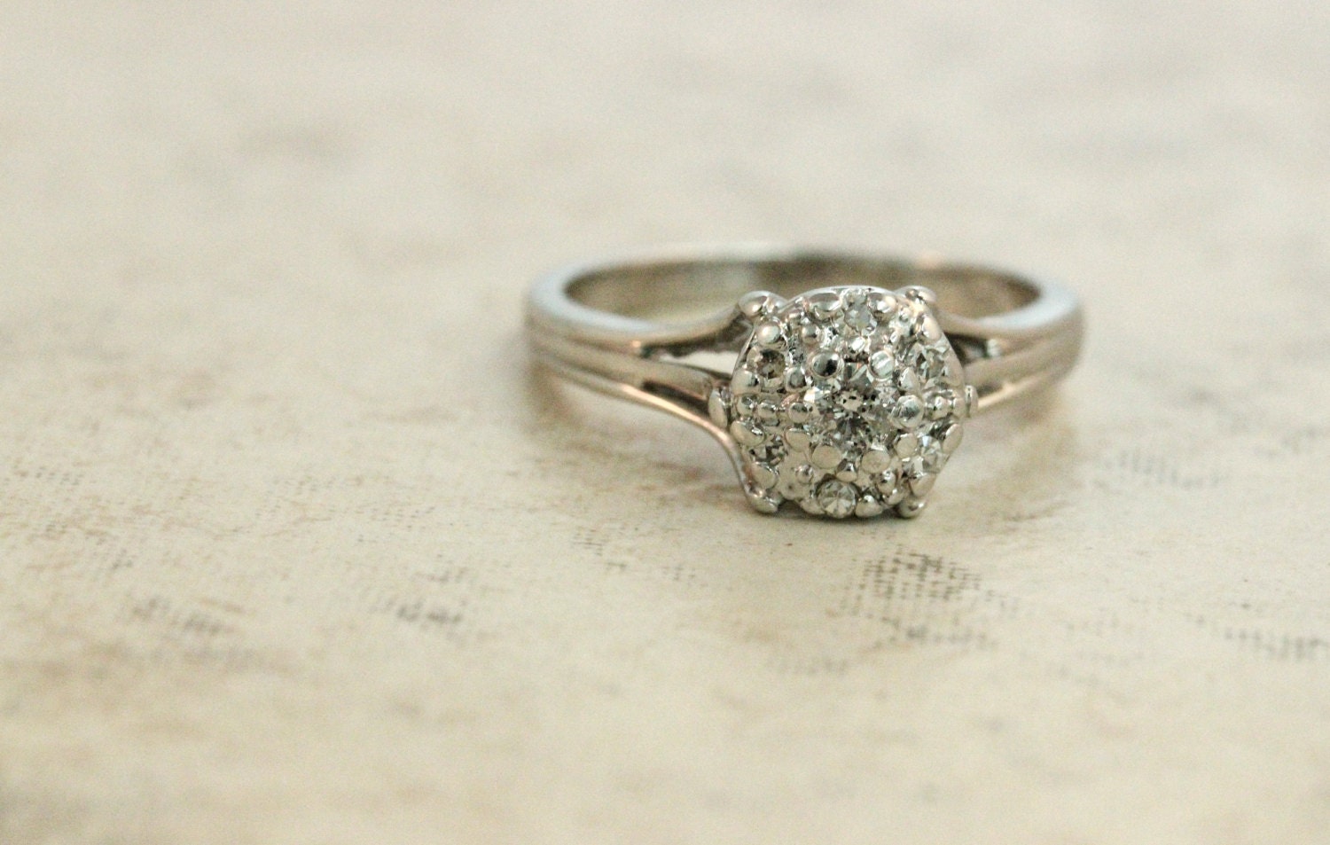 Vintage Engagement Ring Diamond Cluster by FergusonsFineJewelry