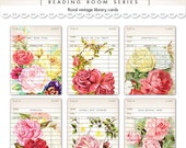 Digital Shabby Chic Vintage Floral Library Cards / romantic rose ephemera cards / 3" by 4" / downloadable / printable Il_170x135