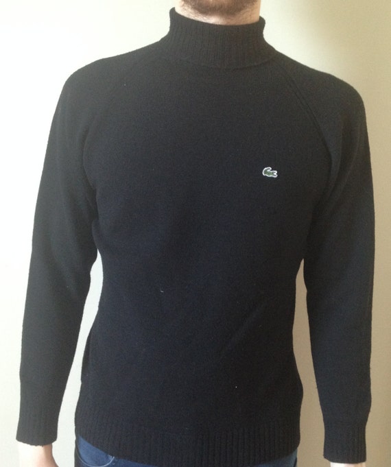 Vintage Black Lacoste Turtleneck Sweater Made & Designed in