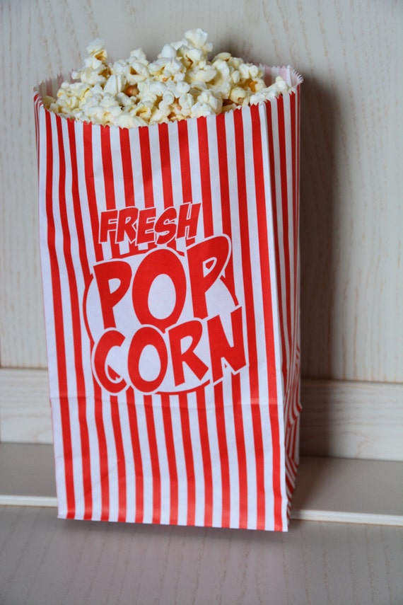 Items similar to 20 Popcorn Bags, Retro Popcorn Bags, Movie Party ...