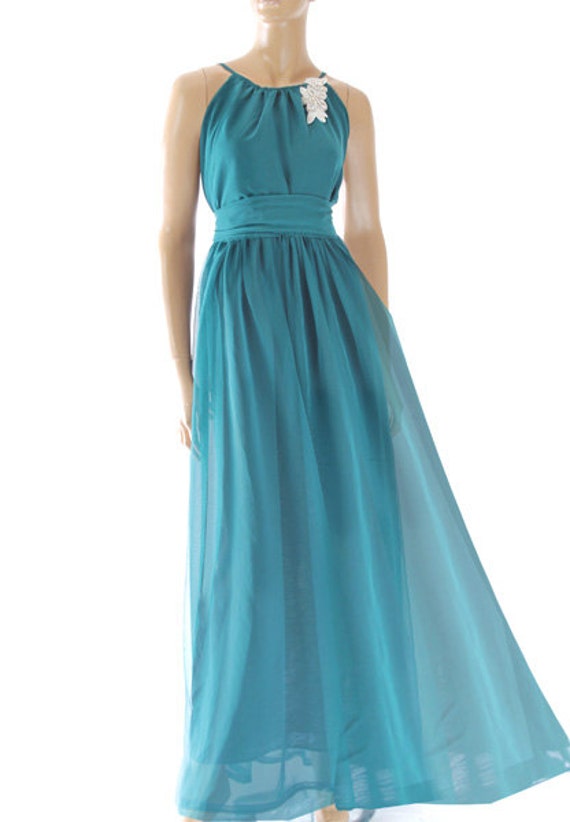 Maxi eucalyptus  green chiffon bridesmaid  by 