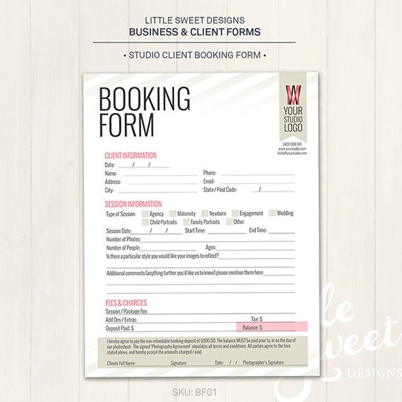 Photography Studio / Client Booking Form by LittleSweetDesigns