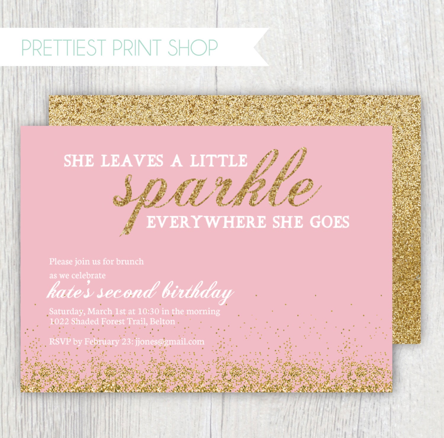 Pink And Gold Free Printable Invitations 10