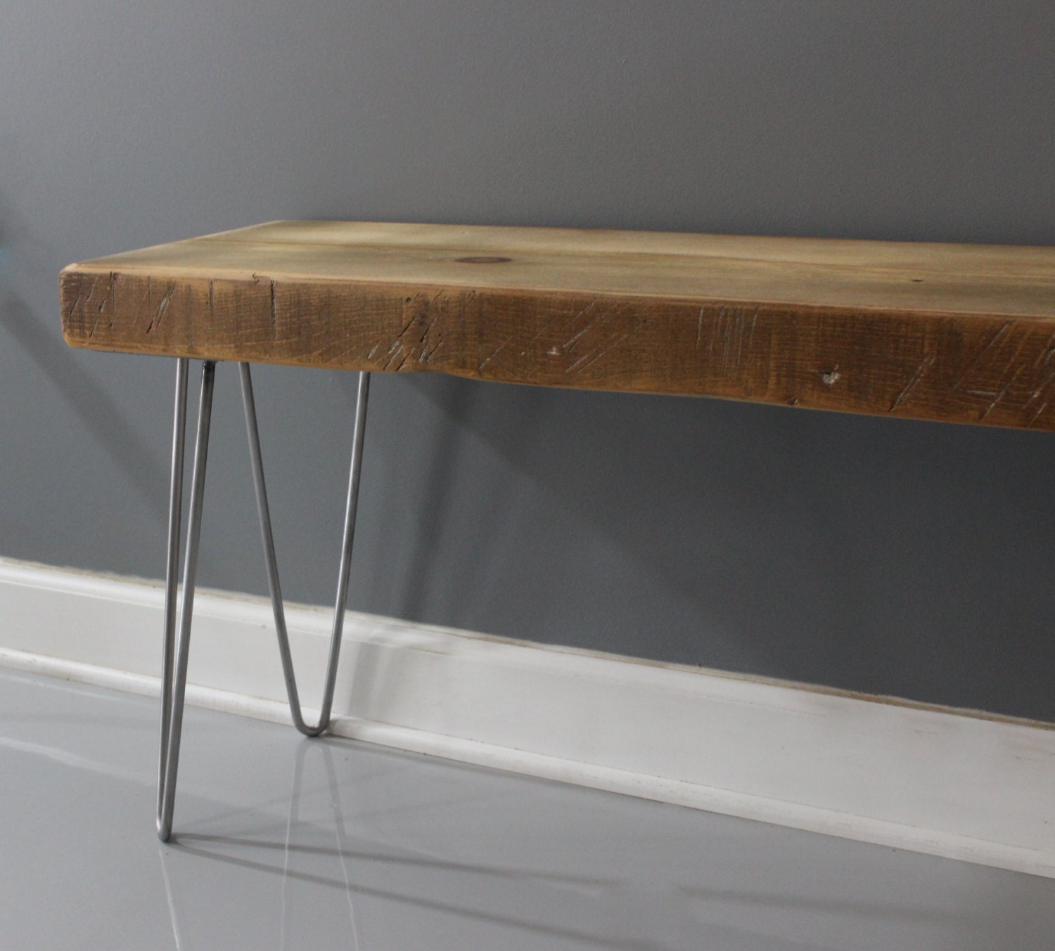 Thick Wood Slab Bench Reclaimed Wood Bench Handmade by DendroCo