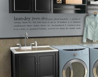 subway laundry decor - laundry room decal - Laun.dry (lawn.dre) laundry room definition - wall art - 5 sizes - laundry room decor