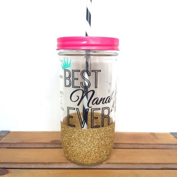 Best Grandma Ever Glitter Tumbler Mason Jar Tumbler