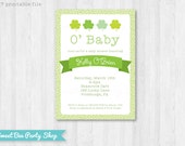 St. Patricks Day Baby Shower Invitation - Shamrock Baby Shower - Green Baby Shower - O'Baby - Printable Invitation Il_170x135