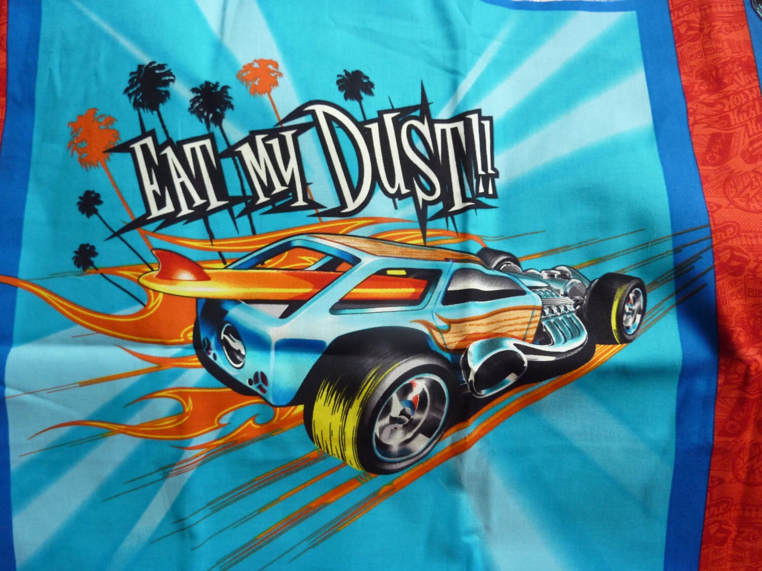 Hot Wheels Pillow Fabric Panel Cotton Cranston VIP Car Racecar