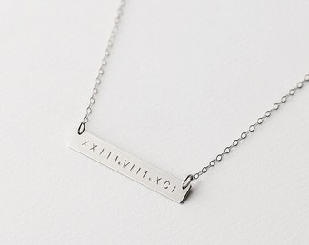 Personalised silver bar necklace - sterling silver horizontal bar necklace - customised name bar - name plate necklace - gift for bride