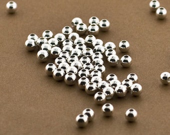 25 Sterling Silver 4mm Round Seamless Smooth Beads - 4mm Silver Beads