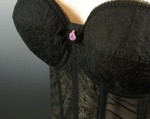 50’s Black Corset Garter Belt Bustier by Charmode Sears and Robuck main image 1
