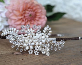 bridal hair vine wedding accesories crystal by JoannaReedBridal