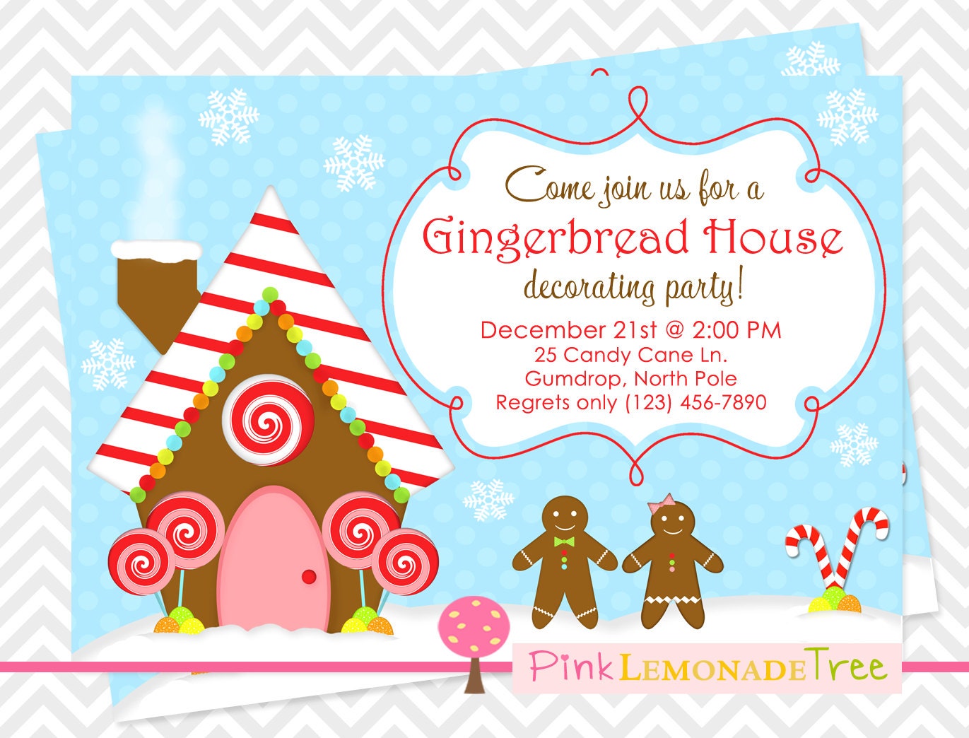 Gingerbread House Decorating Party Invitation by PinkLemonadeTree