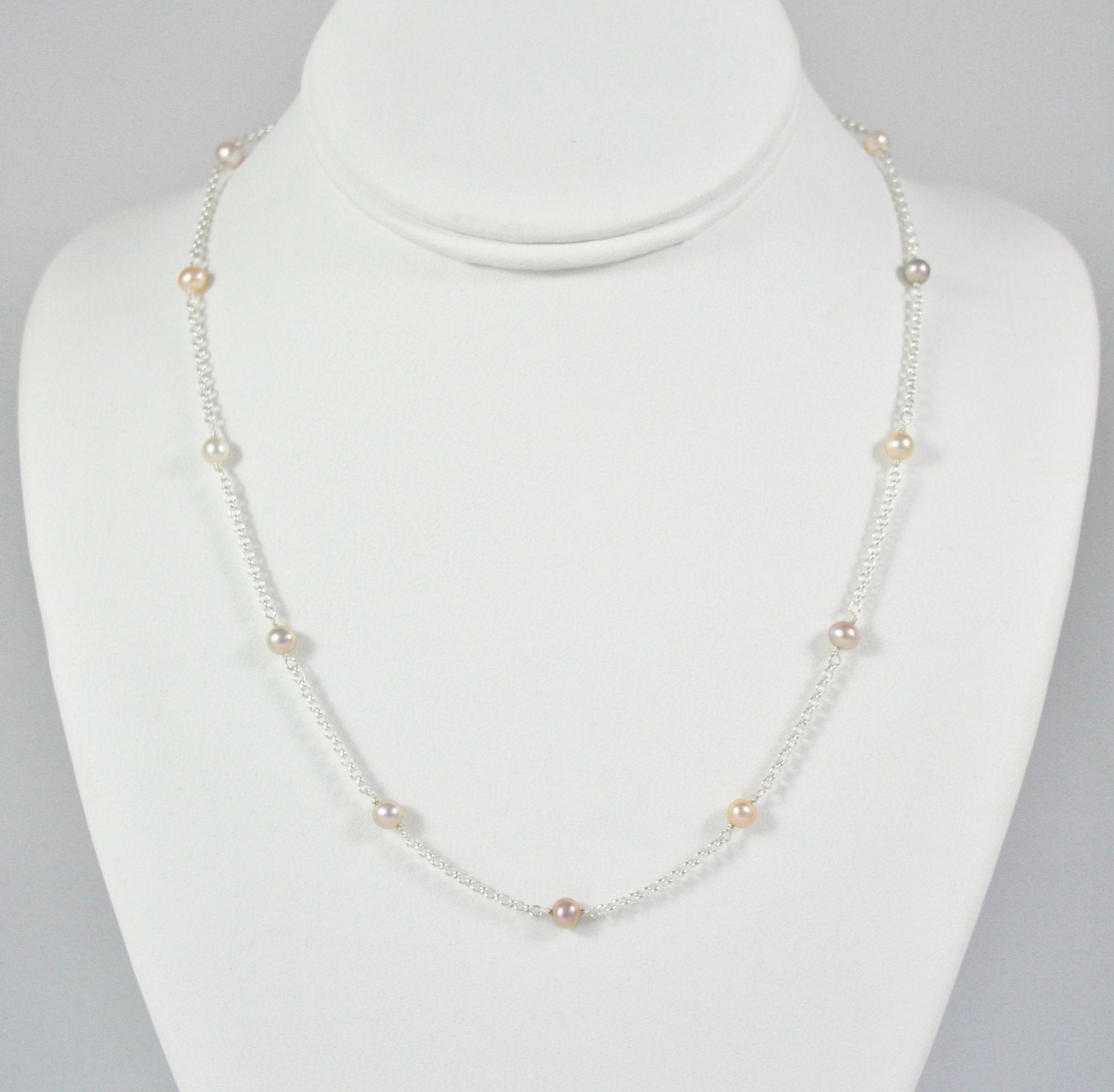 Mini Pearl Station Necklace by Archipelago23 on Etsy