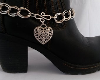 Boho Western Boot Bling Charm with Leather Fringe 500c