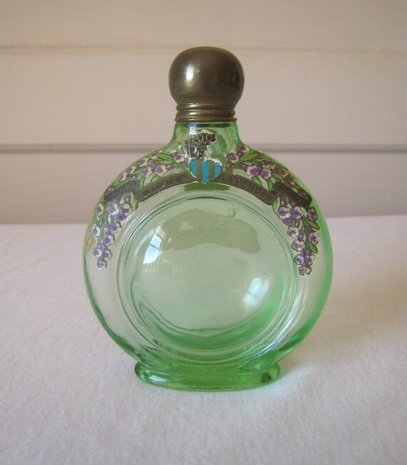 Antique Perfume Bottle Green Glass Famous By Earthdreamsinspirit 5313