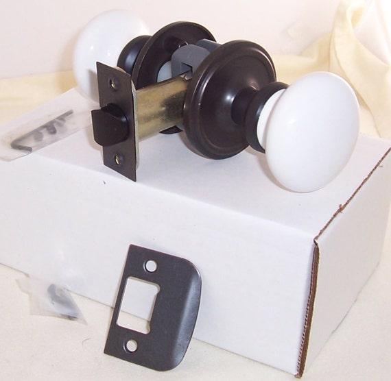 WHITE PORCELAIN CERAMIC Door Knob Sets to Install in Modern Doors Oil