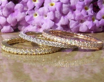 Simulated Diamond Eternity Band set in Sterling Silver with 14kt Gold Bonding. simulated diamond eternity band, eternity band, bridal