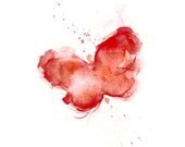 Watercolor painting, Butterfly watercolor art, Red wall decor, Red art print of my original watercolor painting