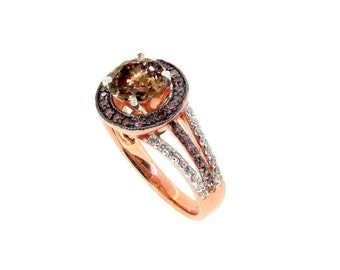 ... Rose Gold, White & Brown Diamond Engagement Ring, Anniversary Ring