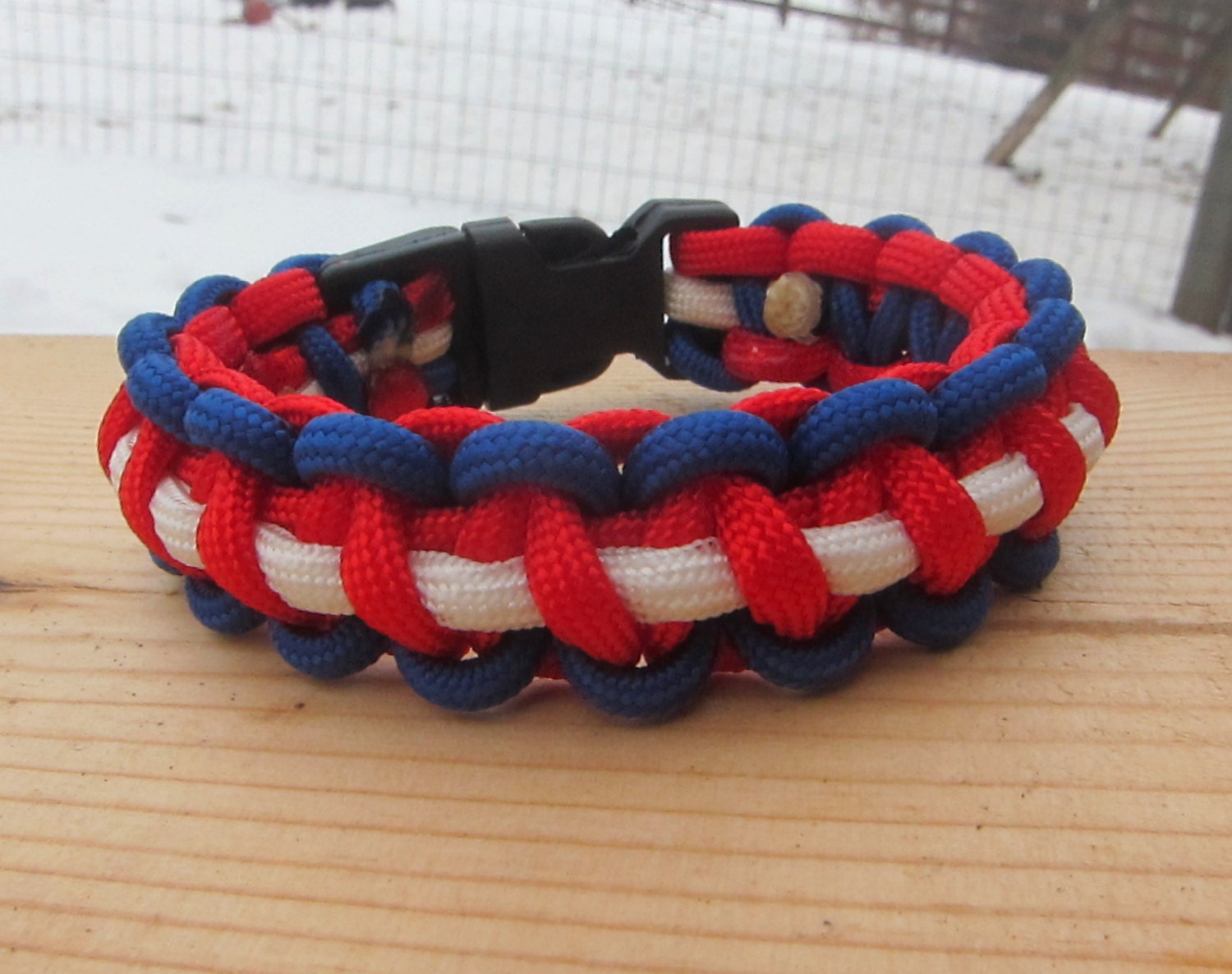 Paracord Bracelet Red White and Blue American Tricolor