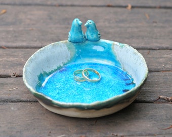 Love Birds Wedding Ring Bearer Bowl Ring Dish Wedding Ring pillow Alternative Ring Holder Anniversary Engagement gift wedding ring dish