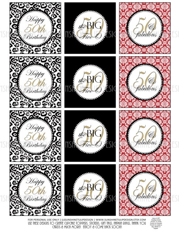 Printable 50th Birthday Cupcake Toppers Printable 50 And