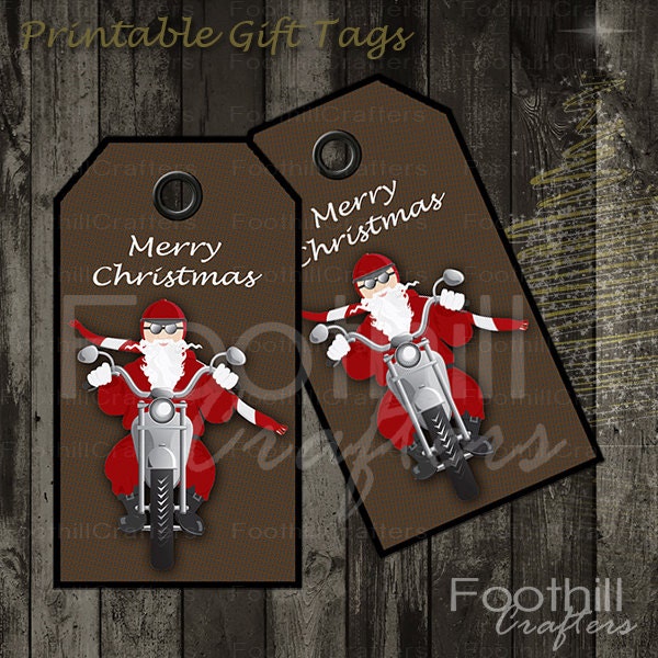 instant download 12 biker santa gift tags 1 5 x 2 7 8 instant download 12 biker santa gift tags 1 5 x 2 7 8