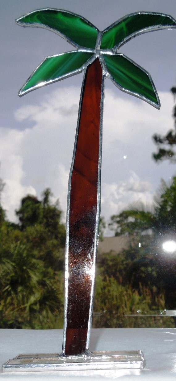Stained Glass Standing Palm Tree by GlassworkByME on Etsy