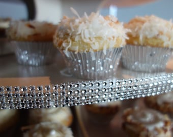 Diamond Bling Mesh Ribbon - SUPPLY Faux Rhinestone Fashion DIY Rhinestone Cupcake Tower Decor Black, White, Silver Wedding Princess Party