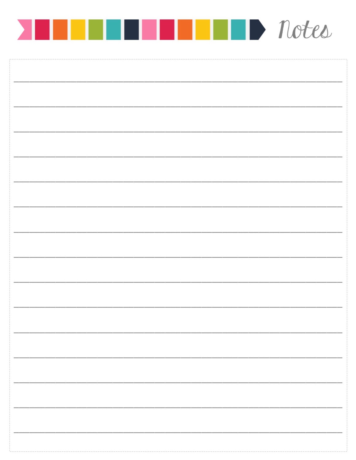 Notes Printable. Note Page line. Color Note. Note page