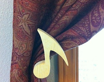 Music Note Shape Curtain Holdback - Detachable Wood Face-Plates(TM)
