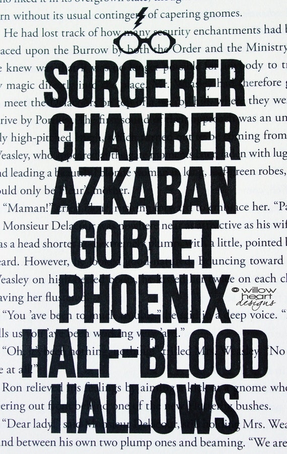 Harry Potter Book Series Titles Book Page by WillowHeartDesigns